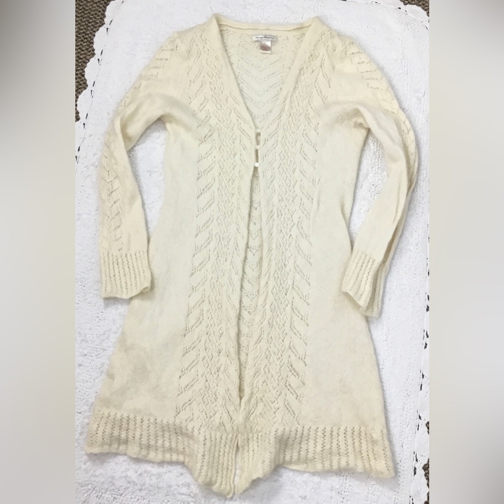 Mohair Blend Romantic Boho Knit Cardigan Flower Buttons XL Tommy Bahama